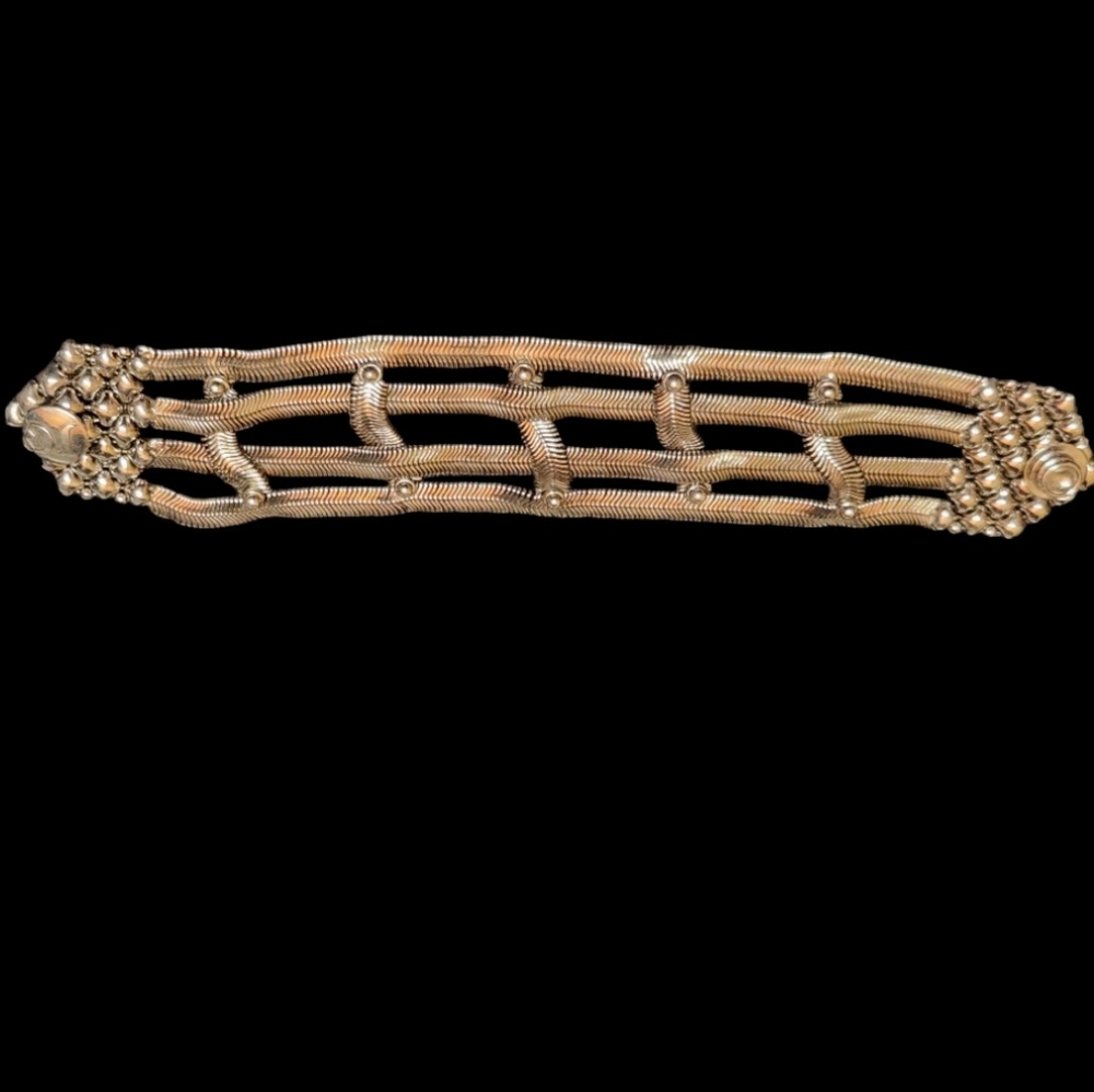 Sergio Gutierrez Liquid Metal Woven Snap Bracelet Approx 7in. x 1.5 in.